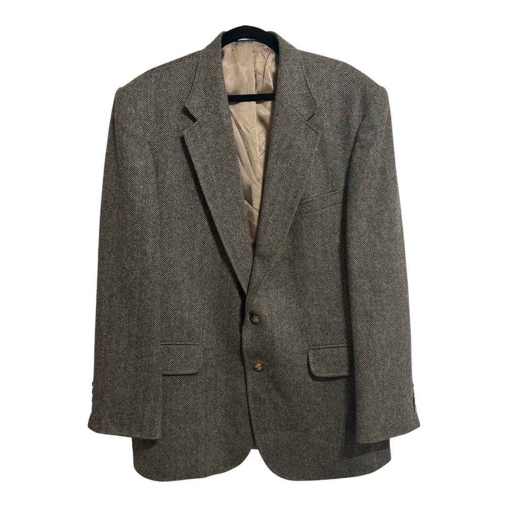 Lands' End Vtg Tweed Herringbone Blazer Mens' Sz 42L Lambswool & Wool